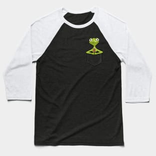 Zen Art Yoga Pose Frog | Gecko Reptile In Pocket Baseball T-Shirt